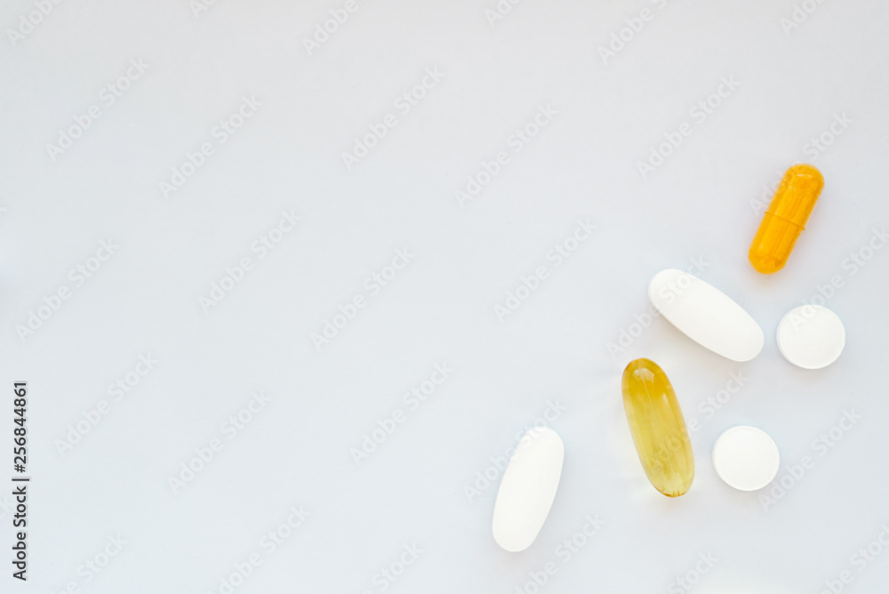 The photo of several tablets on a white background The photo of several tablets on a white background