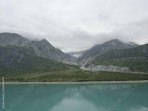 Bleak Snow Covered Mountains along the Inside Passage in Alaska