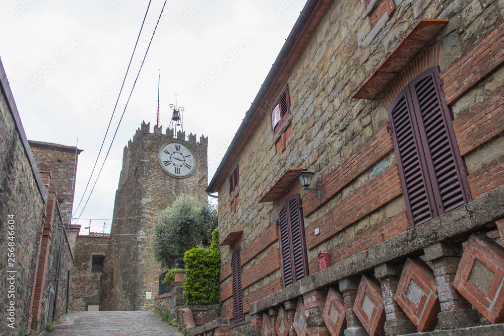 Obraz premium Tower of Carmine or clock tower of Montecatini Alto, Tuscany, Italy.