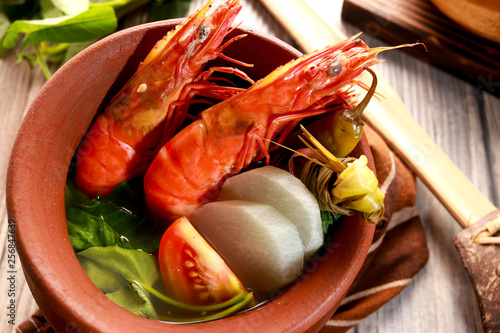 Prawns in sour broth. Very delicious dish from Philippines. Sinigang na Hipon photo
