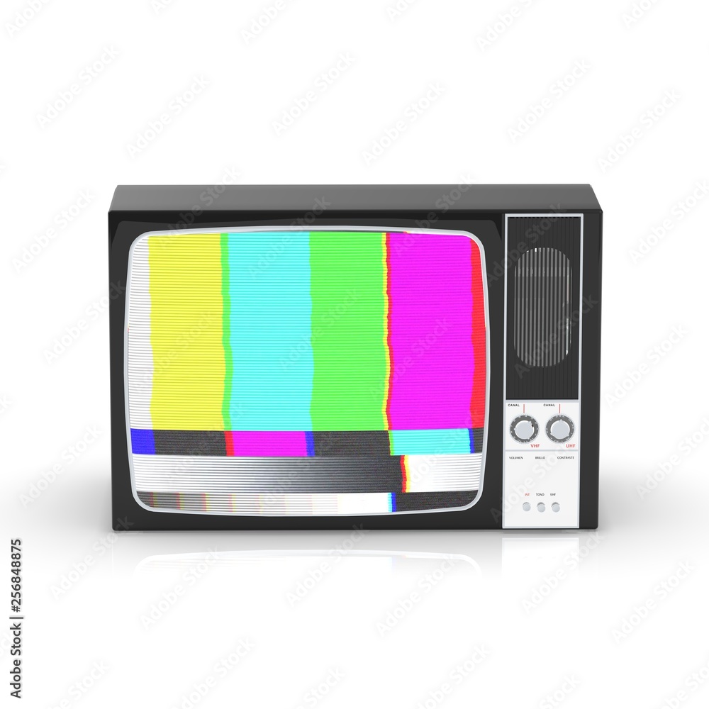 Old television no signal screen isolated on White background, 3D Rendering Old television no signal screen isolated on White background, 3D Rendering