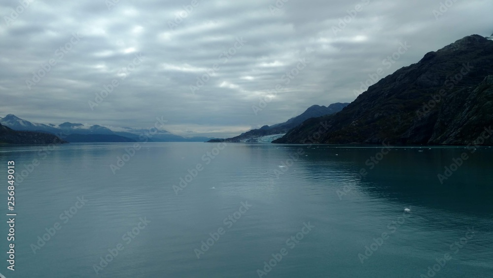 Mountain Filled horizon on the pacific ocean. Inside passage Alaska