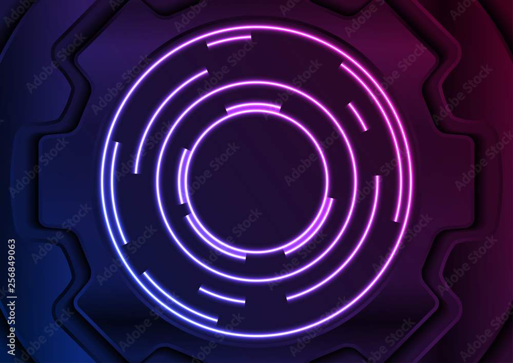 Glowing neon gear abstract technology background Glowing neon gear abstract technology background