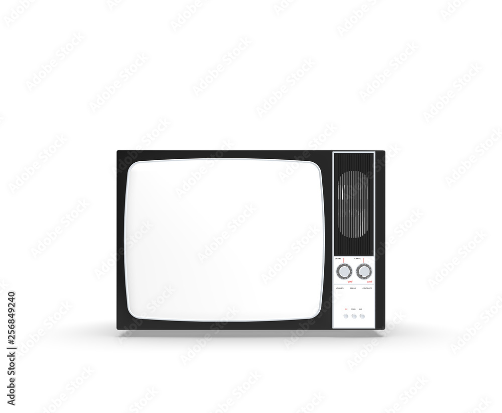 Old television isolated on White background, 3D Rendering Old television isolated on White background, 3D Rendering