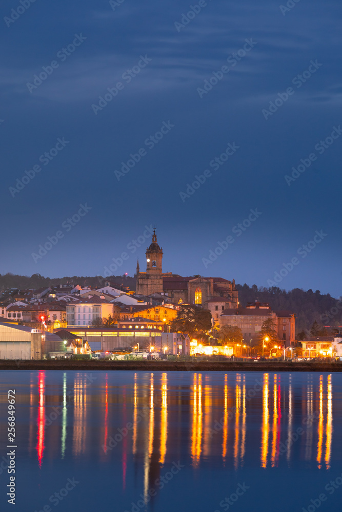 Fototapeta premium Hondarribia town at the east basque coast on the Txingudi bat with the Bidasoa river next to Irun and Hendaia, Basque Country.