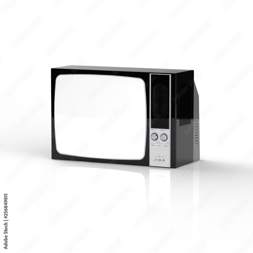 Old television isolated on White background, 3D Rendering