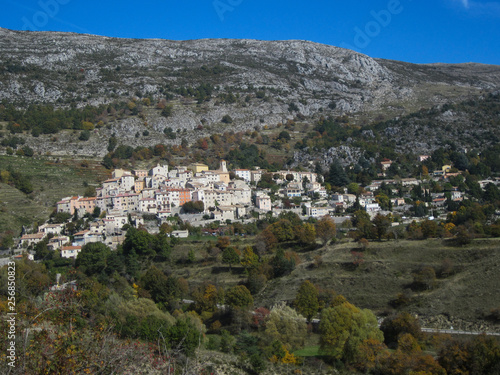 Hillside village in the south of France on a beautiful fall day. photo