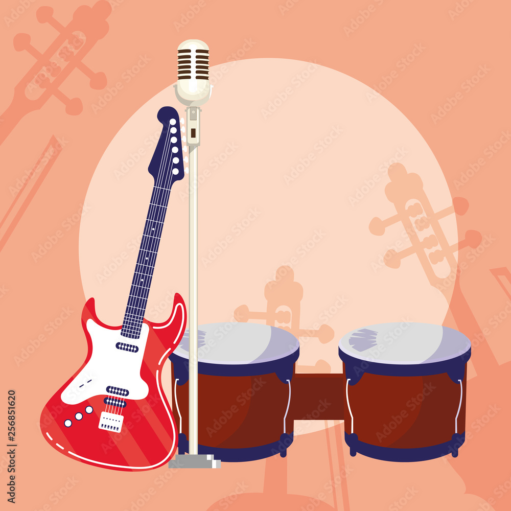 Naklejka premium guitar electric and microphone instruments