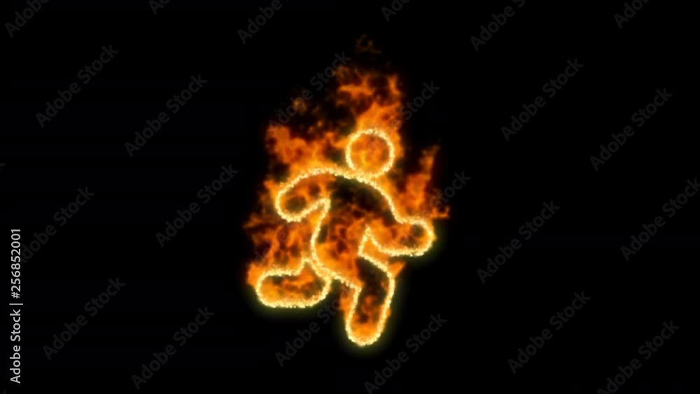 running symbol inflames. Then disappears. In - Out loop. Alpha channel Premultiplied - Matted with color black running symbol inflames. Then disappears. In - Out loop. Alpha channel Premultiplied - Matted with color black