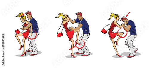 Women's self defense advices, set sexual assault prevention and protection