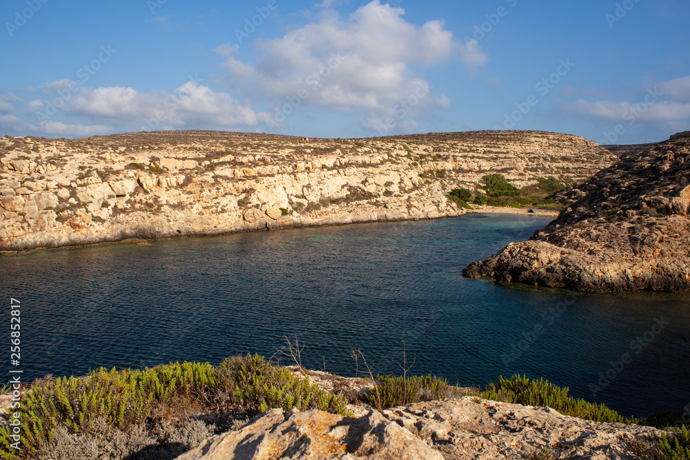 Obraz premium View of Cala Galera in the summer season. Lampedusa