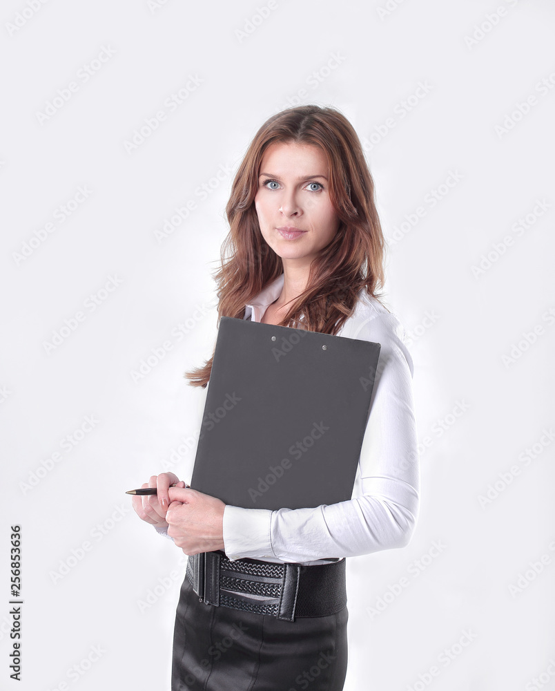 Executive business woman reading a business document Executive business woman reading a business document