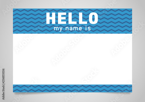 Blue name tag. Hello my name is - sticker.