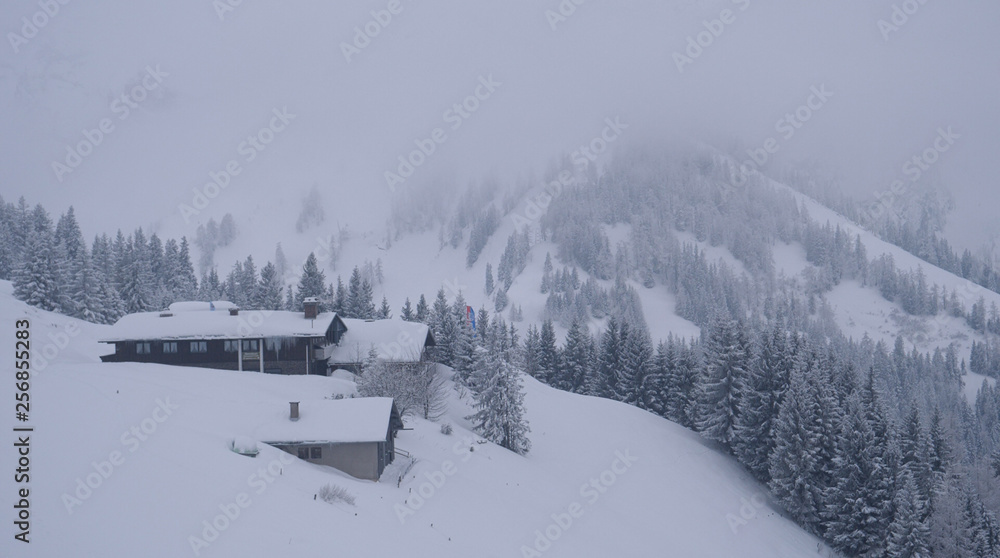 Cabin in the austrian alps at winter Cabin in the austrian alps at winter