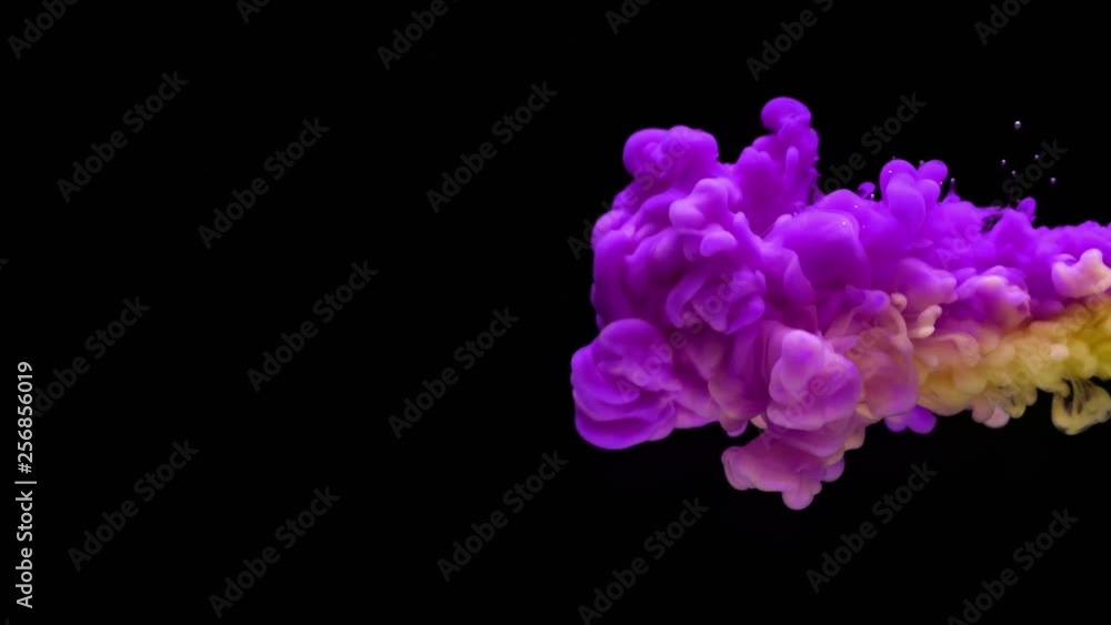 Super slowmotion shot of color inks in water. Shot with high speed camera at 4K. Super slowmotion shot of color inks in water. Shot with high speed camera at 4K.