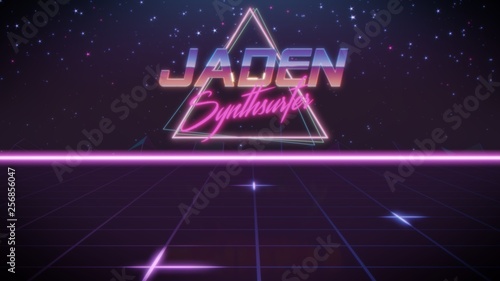 first name Jaden in synthwave style photo