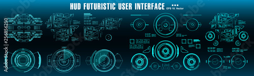 Sci-fi futuristic hud dashboard blue display virtual reality technology screen