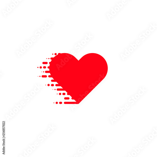 Heart icon. Red colored. Heart in linear style. on white background. - vector