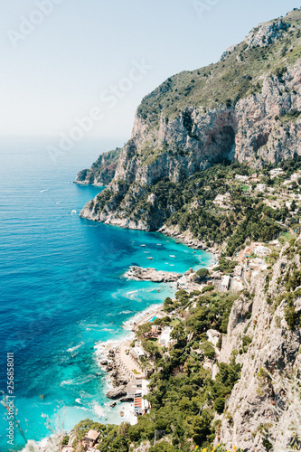 Fototapeta Naklejka Na Ścianę i Meble -  Capri coast view. Beautiful island beach with rocks