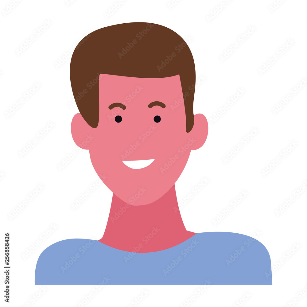 Young man smiling cartoon profile