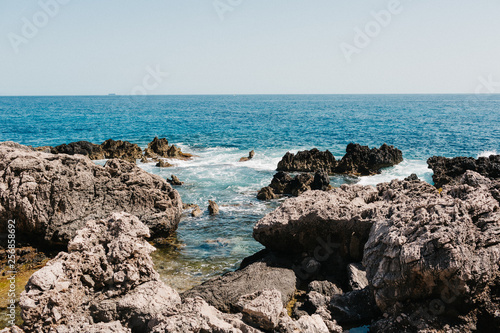 Capri coast view. Beautiful island beach with rocks © smishura