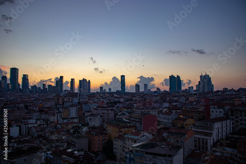 skyline at sunrise, sunrise in Istanbul, city silhouette at sunrise