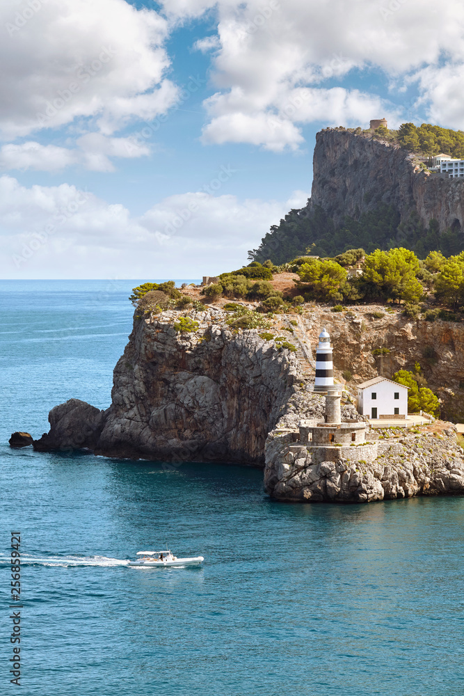 Port de Soller lighthouse, Majorca, Spain.