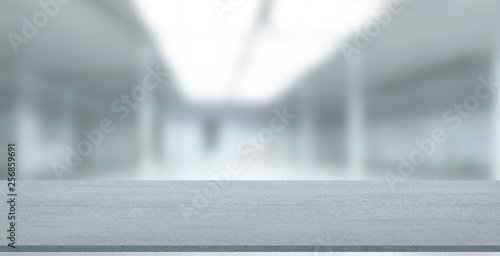 Empty stone table with blurred soft light factory business background. product display template. Mock up template for display. Business presentation.