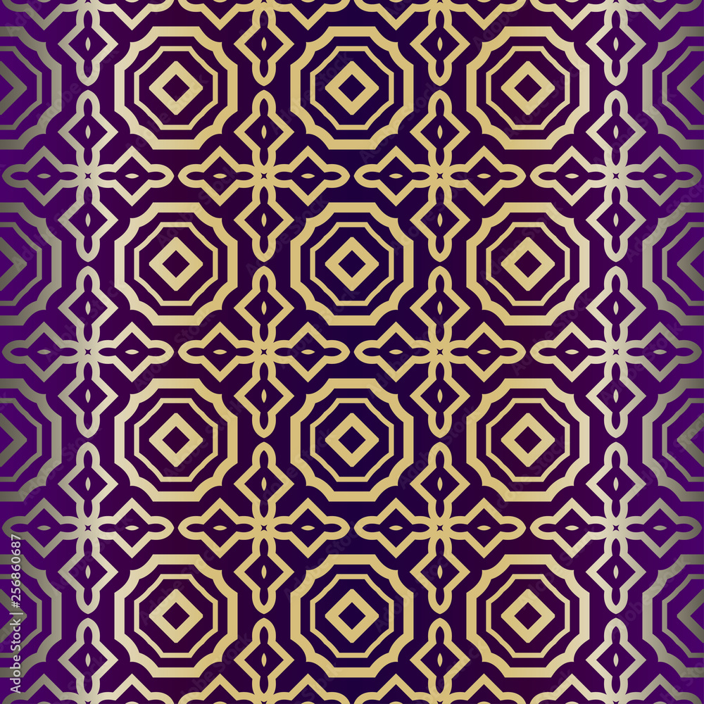 Geometric Pattern, Lace Geometric Ornament. Ethnic Beautiful Ornament. Vector Illustration. For Greeting Cards, Invitations, Cover Book, Fabric, Scrapbooks. Purple gold color Geometric Pattern, Lace Geometric Ornament. Ethnic Beautiful Ornament. Vector Illustration. For Greeting Cards, Invitations, Cover Book, Fabric, Scrapbooks. Purple gold color
