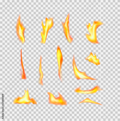 331 set of different types of flame on the transparent background illustration