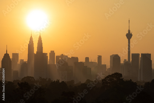 Photography Skyline of Kuala Lumpur, Malaysia during sunrise