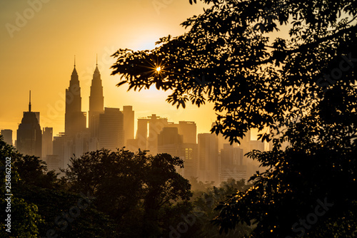 Photography Skyline of Kuala Lumpur, Malaysia during sunrise