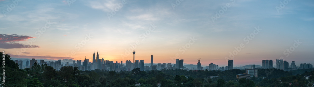 Fototapeta premium Skyline of Kuala Lumpur, Malaysia during sunrise