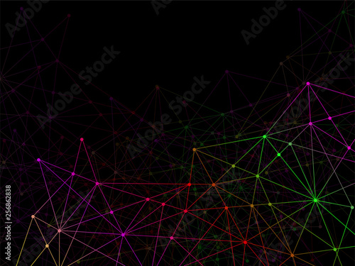 Abstract geometric background with connecting dots and lines. Modern technology concept. Colorful polygonal structure