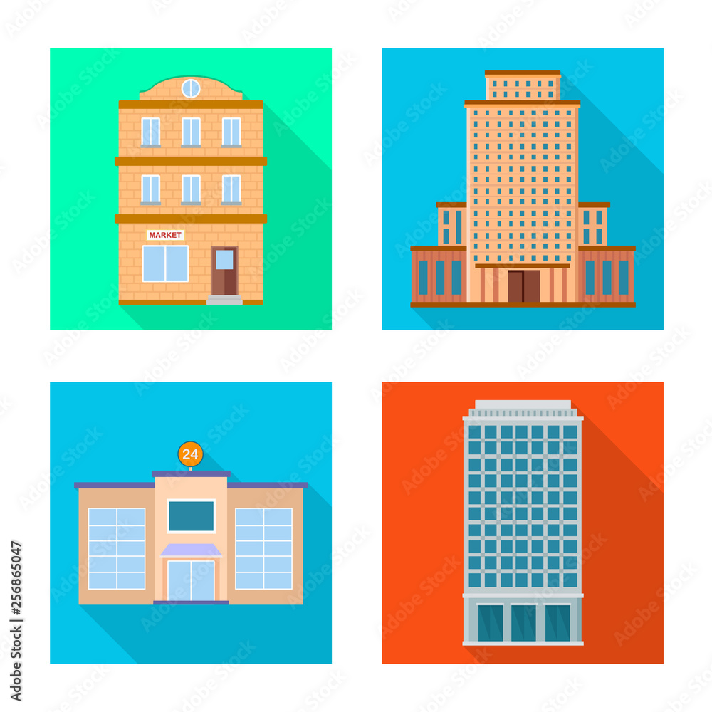 Vector illustration of municipal and center symbol. Set of municipal and estate   stock vector illustration.