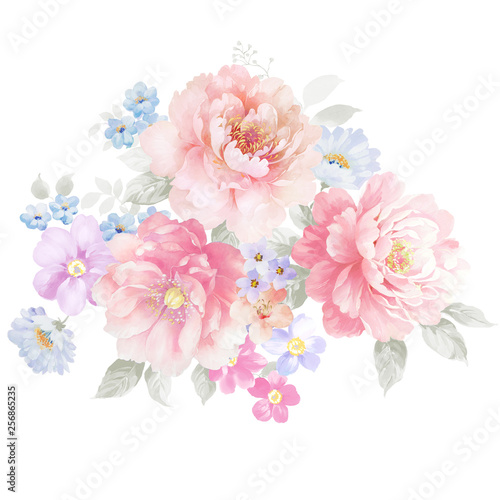 Beautiful hand drawn watercolor flower for your design and greeting cards for the holiday © TAOZHU GONG