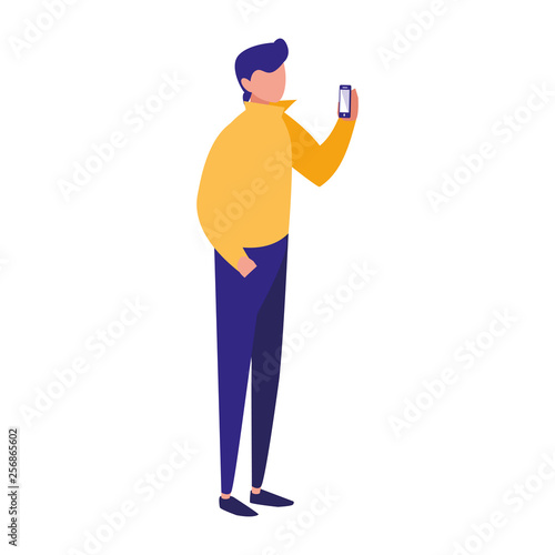 young man using smartphone