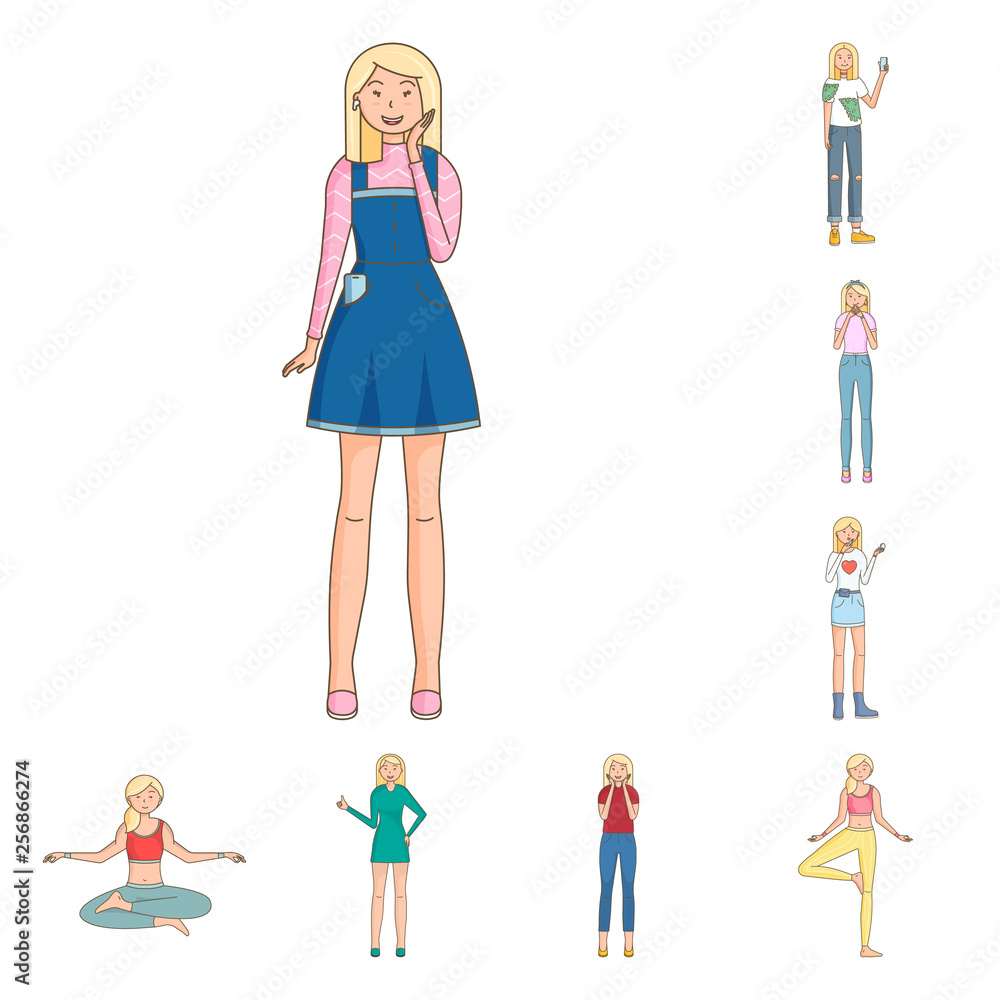 Vector illustration of woman and body sign. Collection of woman and style stock vector illustration. Vector illustration of woman and body sign. Collection of woman and style stock vector illustration.