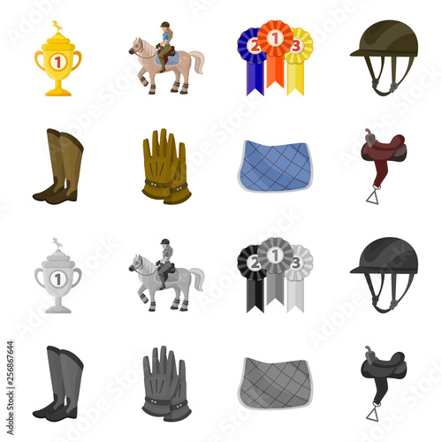 Vector design of equipment and riding logo. Collection of equipment and competition vector icon for stock.
