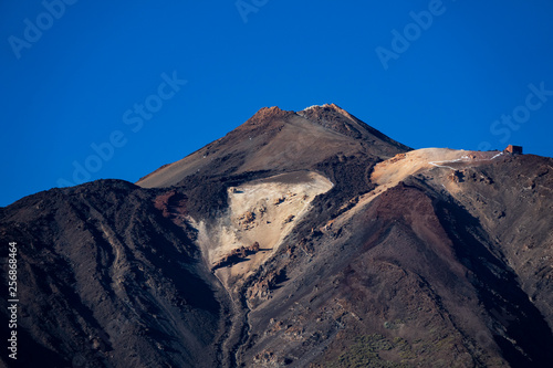 Teide crater against blue sky, bottom view