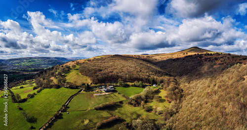 Aerial View of Sugar Loaf (596M), Abergavenny Black Mountains in Brecon Beacons, Wales, UK