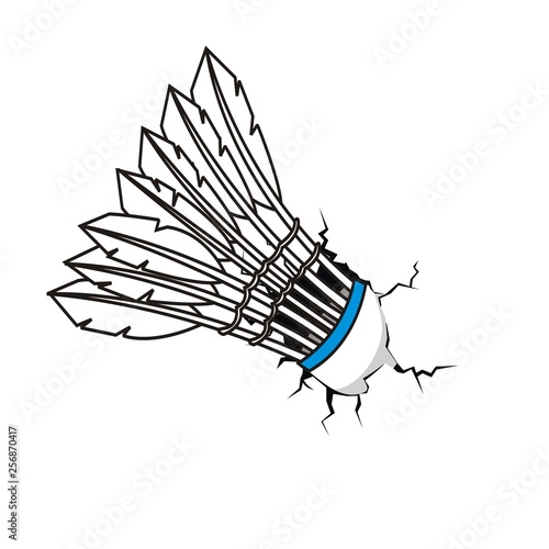 shuttlecock breaking the wall. vector illustartion