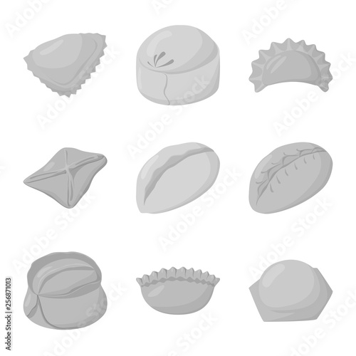 Isolated object of dumplings and stuffed icon. Collection of dumplings and dish vector icon for stock.