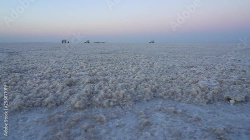 Salty and dry lake Asale in the Danakil depression in Ethiopia photo