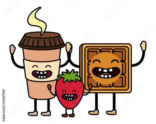 delicious kawaii breakfast cartoon