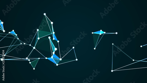 Abstract futuristic molecule structure blue color digital technology graphic illustration. Computer internet network connection concept.
