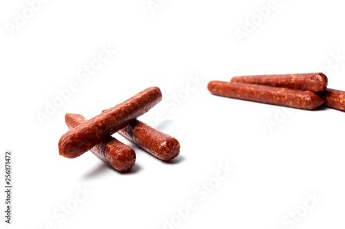 Home made sausages isolated on white
