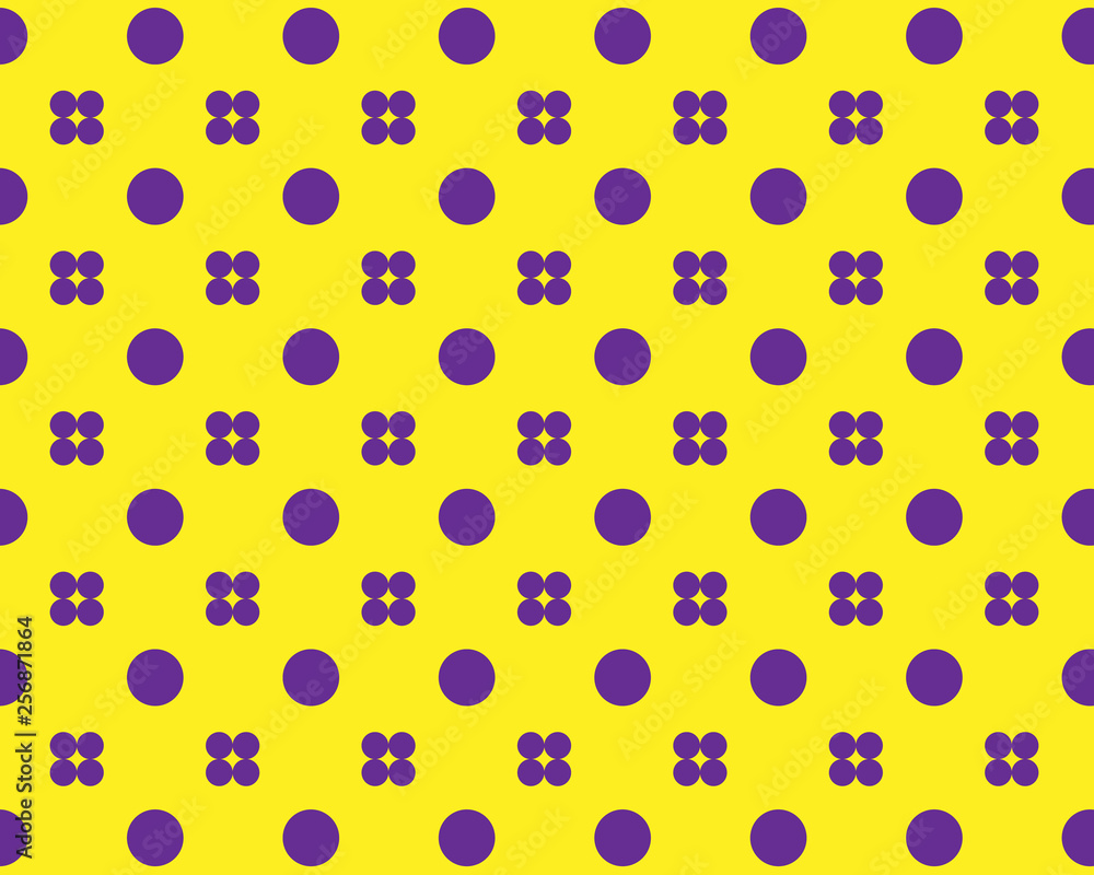 set of purple circles in a symmetrical pattern on a yellow background
