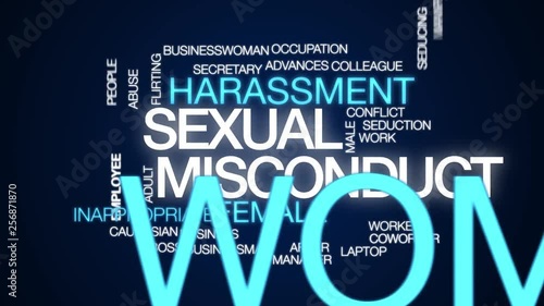 Sexual misconduct animated word cloud. Kinetic typography.