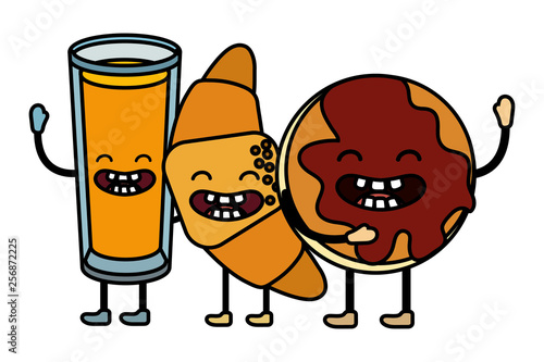 delicious kawaii breakfast cartoon